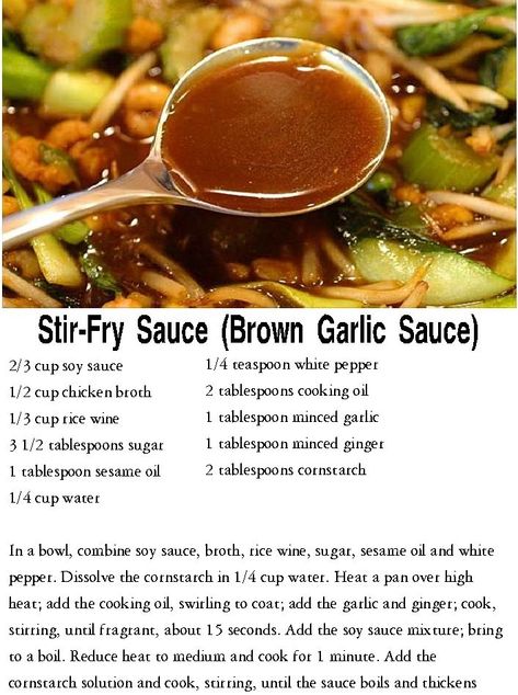 Brown Garlic Sauce, Chicken Sesame, Sloppy Seconds, Chinese Cooking Recipes, Asian Sauce, Fry Sauce, Brown Sauce, Stir Fry Sauce, Savory Sauce