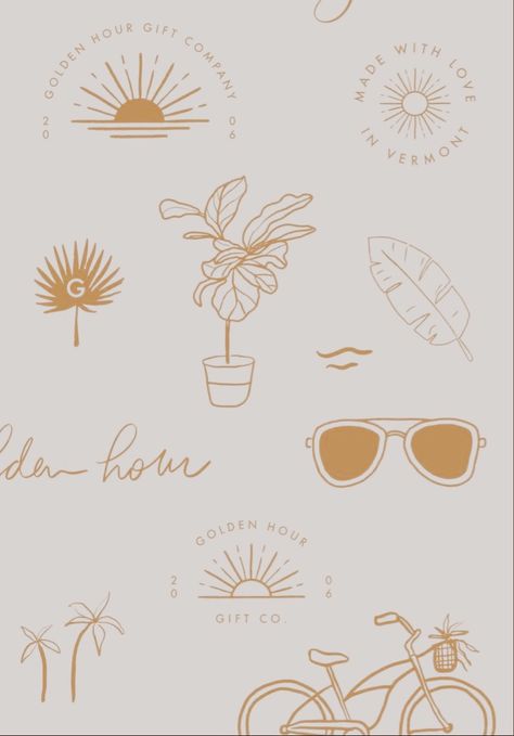 Mood Board For Logo Design, Beach Logo Design Graphics, Boho Beach Branding, Tropical Branding Inspiration, Tropical Logo Design Ideas, Beach Branding Design, Tropical Branding Design, Beach Design Illustration, Cute Logos Design