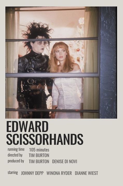 Edward Scissorhands Polaroid Poster, Edward Scissorhands Minimalist Poster, Autumn Aesthetic Tv Shows, Edward Scissorhands Movie Poster, Fall Movies Posters, Vintage Halloween Movie Posters, Halloween Movies Polaroid Poster, Alternative Horror Movie Posters, Halloween Posters Aesthetic