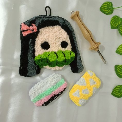 punch needle anime coaster nezuko Anime Punch Needle, Punch Needle Coaster, Punch Needle, Sell Handmade, Ram, Coasters, Crochet Hats, Crochet, Anime