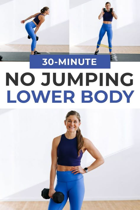 30-Minute Lower Body Workout (No Jumping) | Nourish Move Love 15 Minute Lower Body Workout, Mom Exercise, Lower Body Workout Routine, Kettlebell Hiit, Exercise Weights, Glute Activation Exercises, Nourish Move Love, Best Leg Workout, Lower Body Exercises