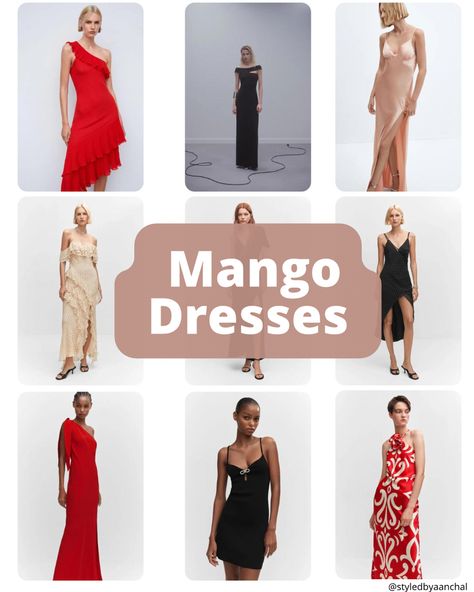 Red dress, mango, black dress, blush pink Pink Wedding Guest Dresses, Offshoulder Dress, Dress Blush Pink, Mango Dresses, Mango Dress, Blush Pink Weddings, Camisole Dress, Ruffled Dress, Trending Dresses