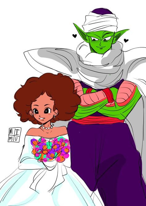 Piccolo X Janet Dbz, Piccolo And Janet, Piccolo X Janet, Goten Y Trunks, Dragonball Super, Black Art Pictures, Dragon Ball Artwork, Couple Cartoon, Dragon Ball Art