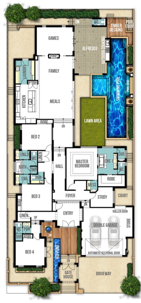 Split Level House Design, Split Level Home Designs, Split Level Floor Plans, Modern Farmhouse Floorplan, Farmhouse Floor Plans, Split Level House, Storey Homes, Ground Floor Plan, House Blueprints