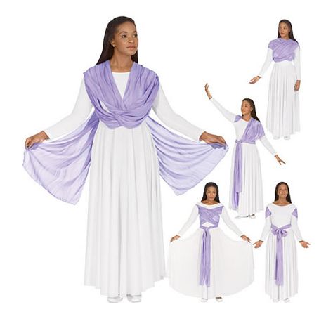 Basic praise dance garments.  For a free praise dance workbook email Angie at awilliam4000@gmail.com Praise Dance Outfits, Worship Dance Outfits, Praise Dance Wear, Praise Dance Garments, Dance Ministry, Praise Dance Dresses, Liturgical Dance, Garment Of Praise, Dance Garments