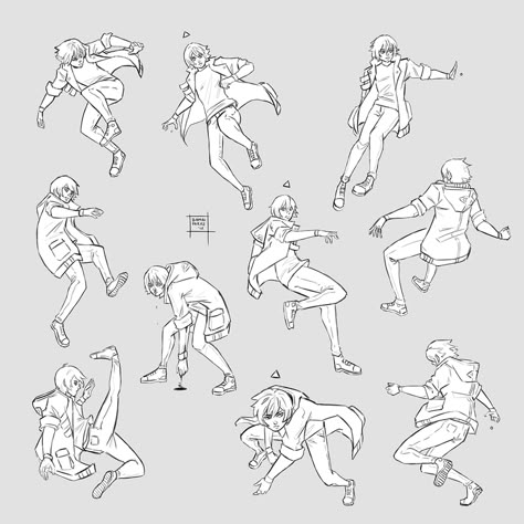 Sketchdump February 2018 [Dynamic poses] by https://www.deviantart.com/damaimikaz on @DeviantArt Free Poses, Running Pose, Dynamic Poses Drawing, Action Pose Reference, Body Reference Drawing, Pose References, Poses References, Character Poses, Figure Drawing Reference