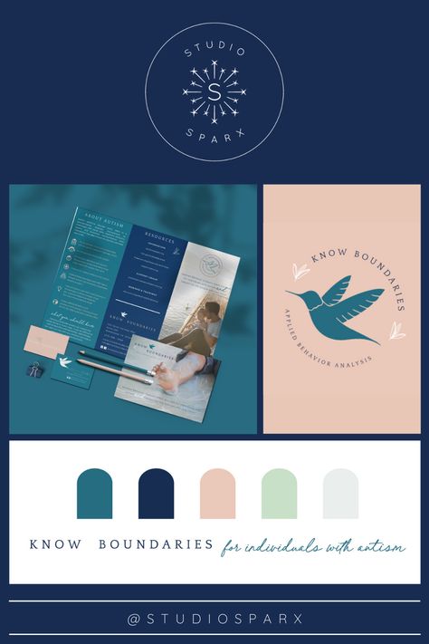 Logo Color Palette Branding Blue, Massage Therapy Color Palette, Professional Brand Identity, Colour Branding Palette, Counsellor Branding, Therapist Branding, Blue Branding, Brand Website Design, Buh Bye