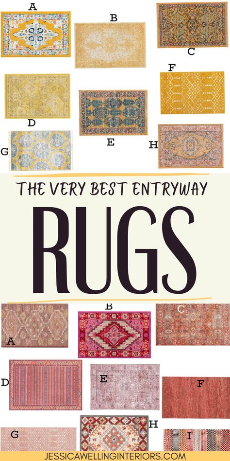 Finding that just-right entryway rug is no easy task… so I’m here to answer your questions and help you find one that’s both functional and pretty! Entrance Rugs Entryway Foyers, Entryway Carpet Ideas, Green Entryway, Rugs Entryway, Entrance Rugs, Entryway Rugs, Shoe Storage Bench Entryway, Entryway Carpet, Entry Rugs