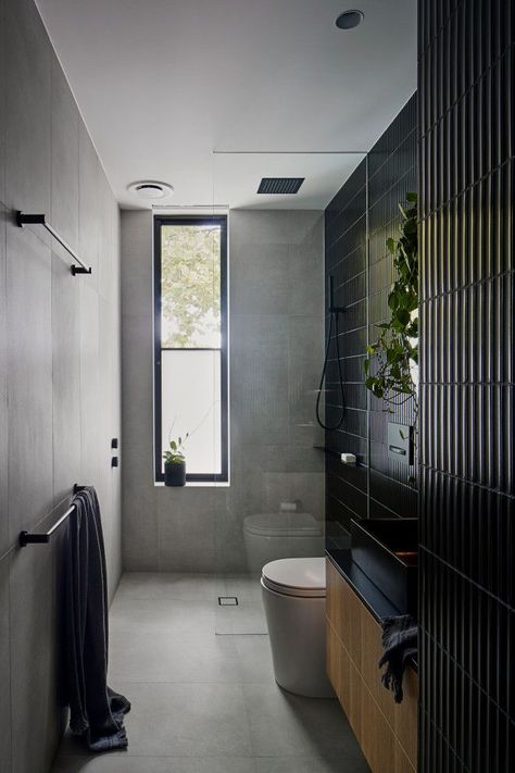 Industrial Bathroom Ideas, Industrial House Design, Modern Industrial Bathroom, Toilet Window, Industrial Bathroom Decor, Industrial Bathroom Design, Small Bathroom Tiles, Industrial Style Bathroom, Window In Shower