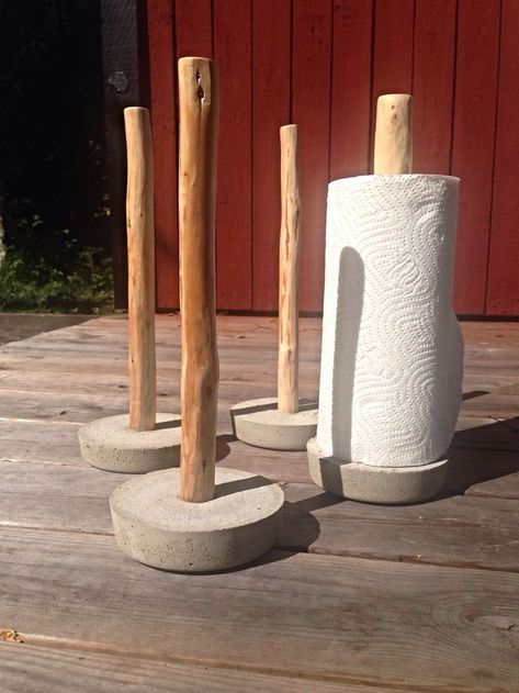 Juniper Wood, Cement Diy, Concrete Diy Projects, Concrete Furniture, Concrete Crafts, Concrete Projects, Cement Crafts, Concrete Art, Paper Towel Holder