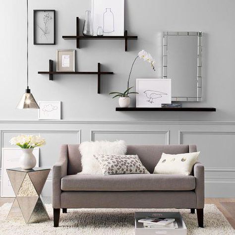 floating shelves ideas | Living Room Wall Shelf Ideas Wall Shelves Living Room, Minimalist Dekor, Floating Shelves Living Room, Regal Design, Floating Shelves Diy, Living Room Shelves, Decorating Shelves, Estantes Flotantes, Decoration Inspiration