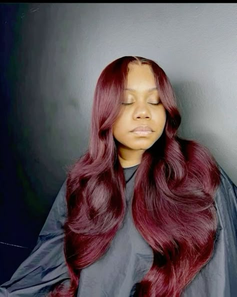 Closure Wig Install, Pop Yo, 13x4 Lace Front Wig, Frontal Wig Hairstyles, Sew In Hairstyles, Wig Install, Quick Weave Hairstyles, Burgundy Hair, Dark Burgundy