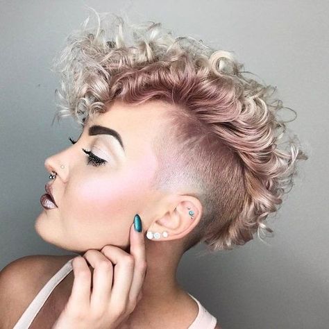 Shaved Pixie Cut, Shaved Pixie, Pixie Undercut, Undercut Hairstyles Women, Curly Undercut, Half Shaved Hair, Undercut Women, Short Hair Undercut, Pixie Hair