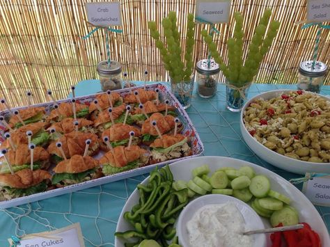 Crab Sandwiches, Little Mermaid Birthday Party Ideas, The Little Mermaid Birthday Party, Mermaid Birthday Party Ideas, Little Mermaid Birthday Party, Ariel Birthday Party, Ariel Birthday, Girl Bday Party, Sea Birthday Party