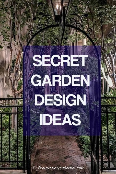 Lots of beautiful ideas for creating a secret garden room in your own backyard. A wrought iron gate looking into a courtyard is something I would love to have in my garden. Secret Garden Design, Secret Garden Ideas, Magical Backyard, Secret Garden Door, Charleston Gardens, Relaxing Backyard, Backyard Shade, Backyard Plan, Plastic Chairs