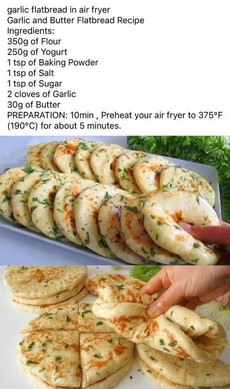 Airfry Food Ideas, Air Fryer Flat Bread, Garlic Flatbread In Air Fryer, Garlic Flat Bread, Garlic Flatbread Recipe, Airfryer Food, Flat Bread Recipe, Garlic Flatbread, Diy Bread