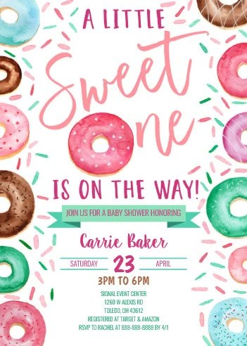 Donuts With Pacifier, Donut Themed Sprinkle, Doughnut Baby Shower Ideas, Baby Sprinkle Donut Theme, Donuts And Diapers Baby Shower Theme, Baby Shower Donuts Ideas, Donut Themed Baby Shower Ideas, Sweets Baby Shower Theme, Sprinkle Theme Baby Shower Ideas