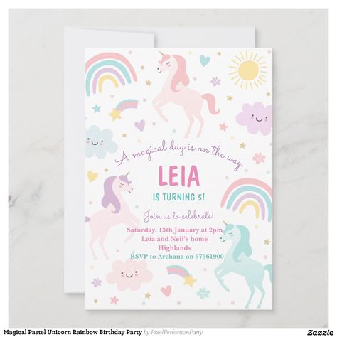 Create your own Invitation | Zazzle Rainbow Unicorn Birthday Party Invites, Unicorn Rainbow Birthday Party, Rainbow Unicorn Birthday Party, Unicorn Party Invites, Rainbow Unicorn Party, Unicorn Birthday Party Invitation, Unicorn Birthday Invitations, Unicorn Invitations, Rainbow Birthday Party