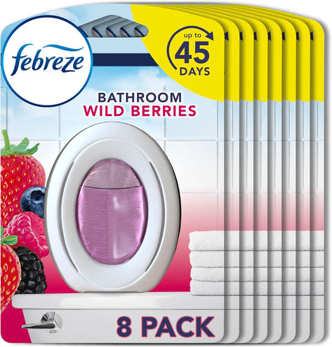 Febreze Bathroom Air Freshener fights odours and leaves a light fresh scent Helps prevent odours from lingering Leaves behind a light fresh scent Long-lasting for up to 45 days Bathroom Air Freshener, Bathroom Freshener, Cleaning Supplies List, House Items, Air Freshener, Baddie Outfits, Small Bathroom, Cleaning Supplies, Small Spaces