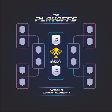 competition bracket vector with golden cup. sport game tournament championship contest stage layout, double elimination bracket board chart vector with champion trophy prize icon illustration Stage Layout, Champion Trophy, Football Ads, Photography Name Logo, Sports Design Ideas, Tournament Games, Champions Trophy, Sports Logo Design, Sport Banner