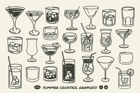 Rocks Glass Illustration, Rocks Glass Drawing, Alcohol Glass Tattoo, Cocktail Graphic Illustration, Cocktail Glasses Drawing, Rocks Glass Tattoo, Cocktail Glass Drawing, Cocktail Glasses Illustration, Cocktail Glass Illustration