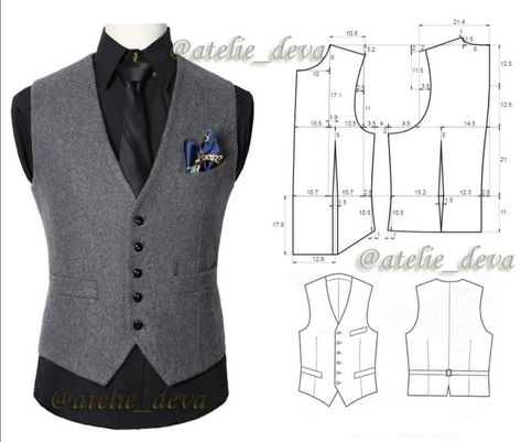 Mens Vest Pattern, Mens Jacket Pattern, Mens Shirt Pattern, Sewing Men, Mens Sewing Patterns, Clothing Pattern Design, Tailored Fashion, Waistcoat Men, Shirt Sewing Pattern