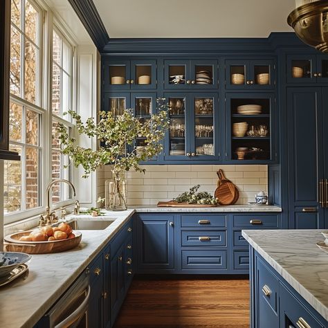 Sarah Robertson (@studiodearborn) • Instagram photos and videos Blue Lower Kitchen Cabinets, Old Southern Homes Interior, Modern Victorian Farmhouse, Studio Dearborn, Sarah Robertson, Old Southern Homes, Kitchen Soffit, Contemporary Victorian, Country Cottage Farmhouse