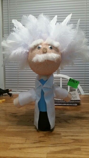 Albert Einstein for school project. Albert Einstein Projects, Einstein Project, Bottle Buddy, Turkey Disguise Project, Turkey Project, Turkey Disguise, Book Day Costumes, Puppets Diy, Thanksgiving Projects