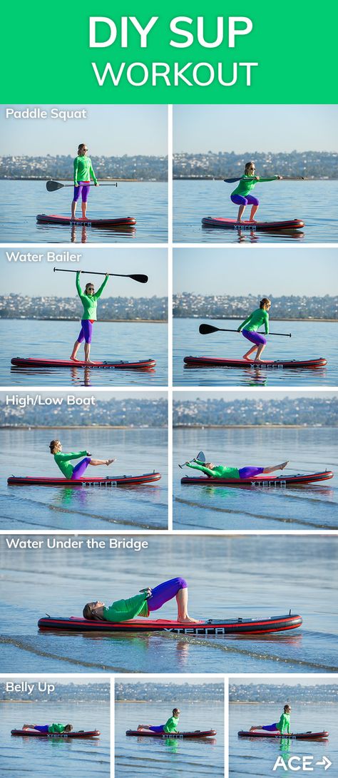 DIY SUP Fitness Workout Paddle Board Workout Exercise, Paddle Board Workout, Paddle Boarding Workout, Sup Workout, Lisa Exercise, Water Under The Bridge, Paddle Board Yoga, Mavericks Surfing, Sup Stand Up Paddle