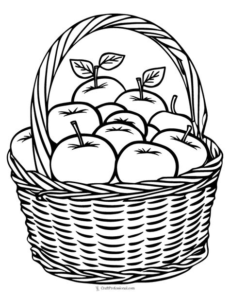 Coloring page of apples in a woven basket Basket Of Apples Drawing, Happy Coloring Pages, Easter Basket Template, Pumpkin Coloring Sheet, Basket Template, Thanksgiving Coloring Book, Fall Coloring Sheets, Free Thanksgiving Coloring Pages, Halloween Craft Kits