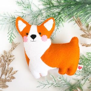 Felt Corgi Plush Pocket Toy Corgi Gift Dog Decor Dog Lover - Etsy Felt Corgi, Corgi Ornament, Felt Dog Ornament, Corgi Plush, Retro Crafts, Corgi Gifts, Kawaii Toys, Felt Dogs, Felt Decorations