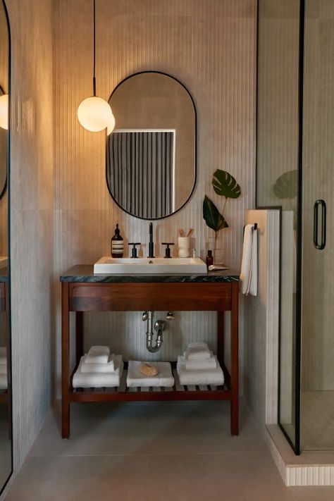 Boutique Hotel Bathroom, Table Banquette, Fishtown Philadelphia, Downtown Philadelphia, Custom Dining Tables, Full Kitchen, Queen Bedroom, King Bedroom, Hotel Bathroom