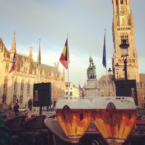 Bruges, Belgium with Leffe beer. #beer #belgianbeer #craftbeer Leffe Beer, Belgian Beer, Bruges Belgium, Beer Brands, Beer Festival, Best Beer, Craft Beer, Barcelona Cathedral, The Netherlands