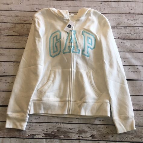 Nwt White And Bright Hoodie By Gap. The Letters Are White Sparkle With Light Blue Sequences. Gap Zip Up Hoodie, Gap Hoodie, Future Clothes, Cute Jackets, Simple Trendy Outfits, Winter Coats Jackets, New Classic, Dream Clothes, White Hoodie