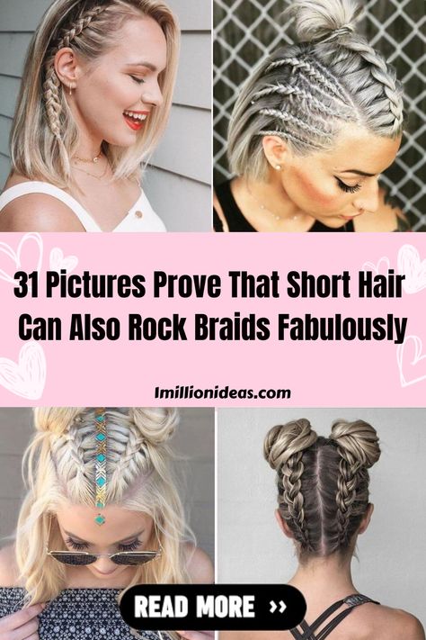 Short braids are a timeless look that will always be a favorite of ours, despite the fact that braided hairstyles appear to… Small Braids On Side Of Head, How To Braid Super Short Hair, Short Hair Two Braids, Short Hair Styles Braids Easy, Braids For Shorter Hair, Braids In Short Hair Ideas, Easy Braids To Do On Yourself Short Hair, Short Hair Braids Styles, Cute Braids For Medium Hair