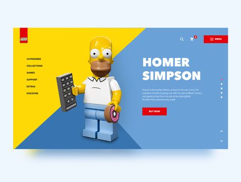 Homer Simpson concept lego by Viktoria Dariash Lego Character Illustration, Lego Advertising, Lego Advertisement, Lego Illustrations Vector, Grid Design Layout, Lego Website, Minion Theme, Ppt Design, Fun Website Design