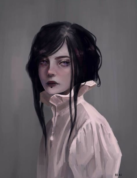 Character Portraits, Black Hair, Hair, White, Black, Art