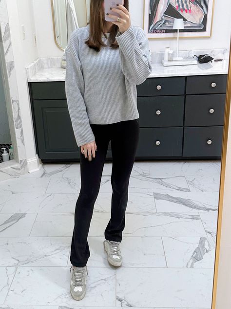 My favorite Lulu flare leggings and gap sweater. Winter Athleisure Outfits, Winter Athleisure, Athleisure Winter, Athleisure Outfit, Gap Sweater, Lululemon Align, Flare Leggings, Athleisure, Gap