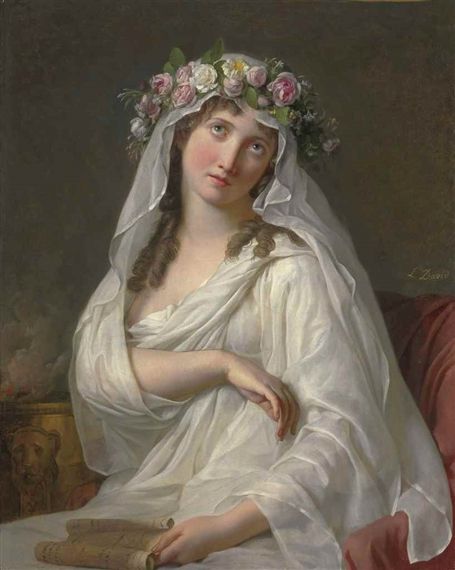 Jacques-Louis David - A Vestal, oil on canvas Jacque Louis David, David Painting, Vestal Virgin, Jacques Louis David, Rome Antique, Ideal Beauty, Art Ancien, Floral Backdrop, Oil Painting Reproductions