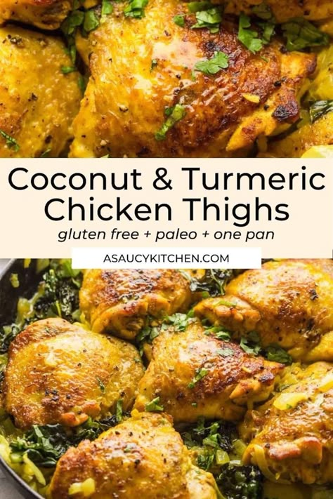 Tumeric Chicken Recipes, Benefit Of Turmeric, Paleo Chicken Thighs, Turmeric Chicken, Cooking Stuff, Turmeric Recipes, Dairy Free Paleo, Coconut Milk Recipes, Candida Diet