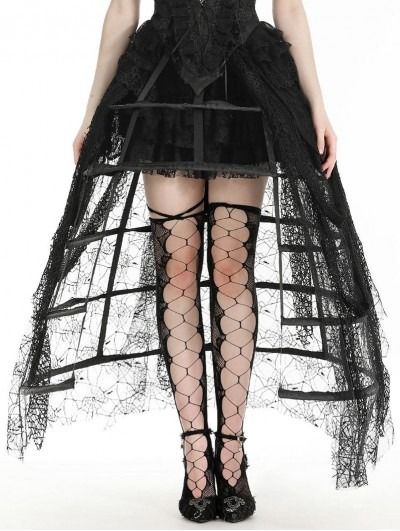 Black Gothic Rococo Spiderweb Tattered Birdcage Petticoat Bird Cage Aesthetic, Victorian Wedding Dress Corset, Cage Aesthetic, Gothic Rococo, Gothic Prom Dress, Corsets Fashion, Victorian Ball Gowns, Cage Skirt, Victorian Skirt