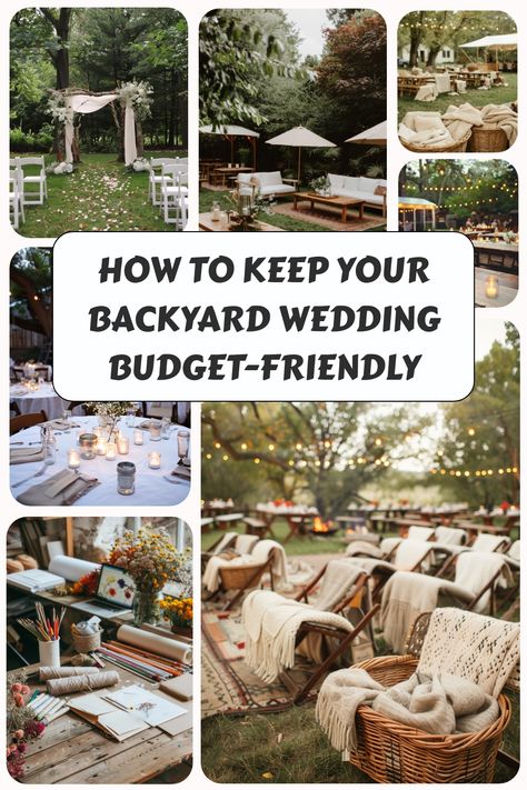 Tips for how to do a backyard wedding on a budget but that still means you have a wonderful day. Outdoor Wedding Reception On A Budget, Backyard Wedding Small Space, Backyard Wedding Cheap, How To Plan A Backyard Wedding, Outdoor Backyard Wedding Ideas, Backyard Wedding Seating Ideas, Backyard Reception On A Budget, Diy Backyard Wedding On A Budget, Backyard Wedding On A Budget