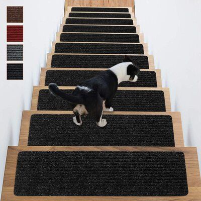 Stair Pads, Gray Stairs, Carpet Stair Treads, Pet Stairs, Stair Mats, Wooden Steps, Stair Tread, Brown Carpet, Dog Bed Furniture