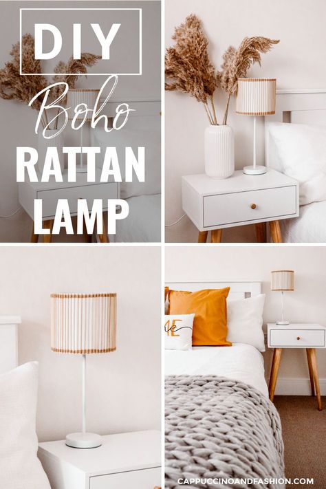 Boho Bedroom Lamp, Scandi Home Decor, Rattan Lamps, Bedroom Lamps Nightstand, Wicker Lamp Shade, Boho Home Inspiration, Boho Lamp, Lampshade Makeover, Bamboo Lamp