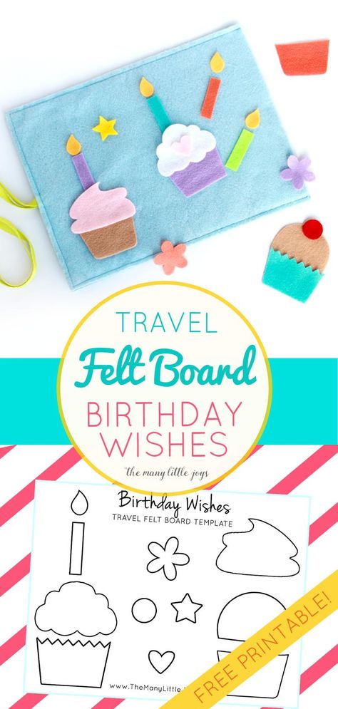 Travel felt boards are a great activity for kids stuck on a plane or waiting in a restaurant. This fun birthday travel felt board set is a celebratory addition to the downloadable sets I've shared in the past. Travel Felt Board, Felt Board Templates, Felt Crafts Kids, Diy Felt Board, Felt Board Patterns, Easy Felt Crafts, Felt Board Ideas, Felt Templates, Birthday Wishes For Kids