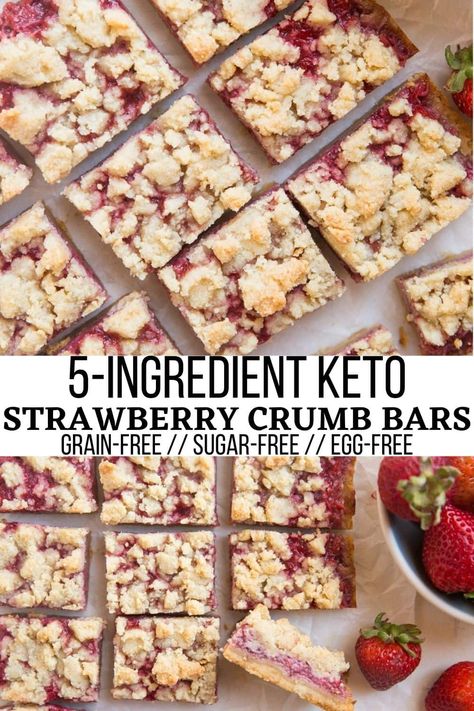 Keto Strawberry Crumb Bars - The Roasted Root Keto Desserts With Strawberries, Keto Friendly Strawberry Desserts, Low Carb Strawberry Pie Recipe, Keto Strawberry Dessert Easy, Keto Crumble Dessert, Keto Strawberry Crumble, Keto Frozen Strawberry Recipes, Low Sugar Strawberry Dessert, Keto Rubarb Deserts