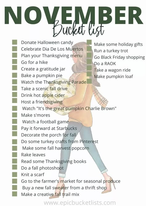 November Bucket List, December Bucket List, Things To Do In November, New York December, November Ideas, Gratitude Jar, November Activities, Hygge Life, Journal Challenge