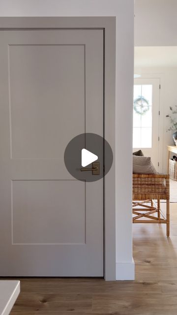 Lauren Elizabeth | HouseOfHire on Instagram: "I couldn’t be happier with how our doors turned out! I scheduled a FREE Virtual Color Consultation with a @sherwinwilliams expert, and she helped me narrow down the options I was deciding between for this project. #ad After testing out a few Peel & Stick samples at home, I knew right away I loved Worldly Gray SW 7043. Their Emerald® Urethane Trim Enamel paint applied like a dream with incredible coverage and this colour is just perfection! The power of paint always amazes me — what do you guys think?! #SWColorLove" Doors Different Colors On Each Side, Inside Door Colors Entryway, Inside Door Colors, Interior Trim Colors, Painted Interior Doors Ideas, Hallway Door Ideas, Pnw House, Small Kitchen Solutions, Florida Living Room