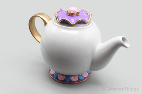 Ms Pots Beauty And The Beast, Beauty And The Beast Props, Mrs Potts Teapot, Disney Display, Mrs Potts, Pottery Inspo, Viewing Party, Glamour Shots, Make Beauty