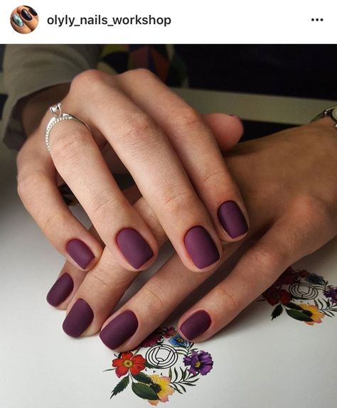 Matte Deep Purple Nails, Violet Matte Nails, Matte Raspberry Nails, Fig Colored Nails, Matte Burgundy Nails Short, Matte Purple Nails Short, Matte Berry Nails, Fall Gel Nails Matte, Matte Finish Nails